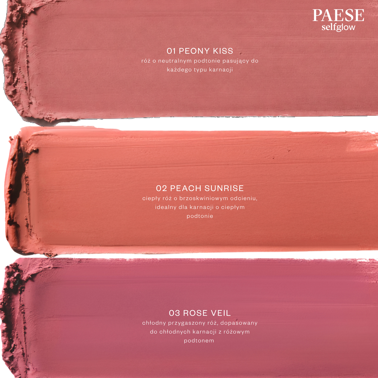 PAESE SELFGLOW KREMOWY RÓŻ Z MATOWYM EFEKTEM ROSE VEIL 03 – zdjęcie 3